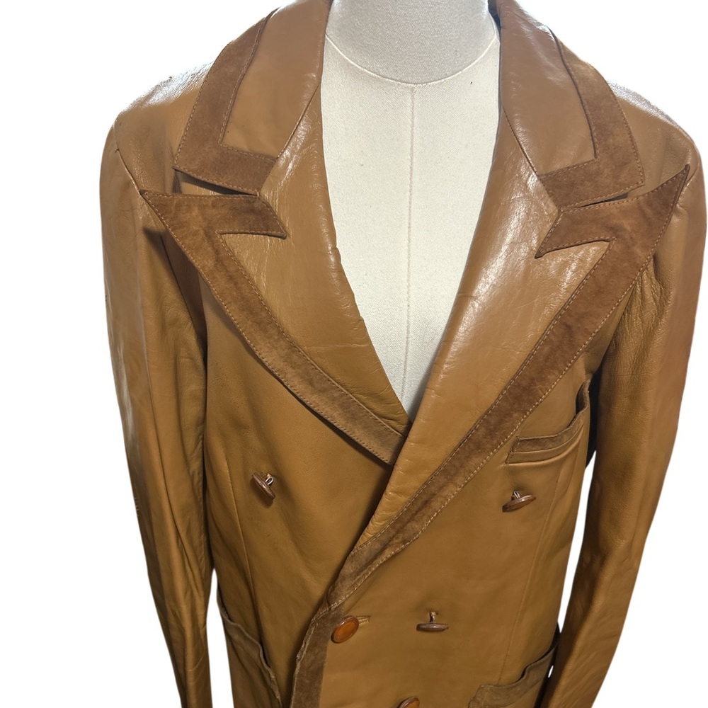 Vintage 70’s Leather Western Ranch Blazer Jacket Mens 40R Medium Marlboro Style - Picture 5 of 16